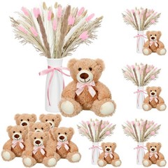 Relaxgiant 6 Sets 123 Pcs Bear Baby Shower Table Centerpieces Dried Pampas