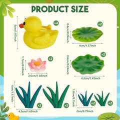 18 Pcs Yellow Duck Cake Decorations Cute Little Duckie Cake Topper Lotus Flow…