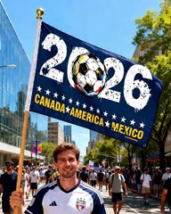 2026 World Cup Banner Flag3″Ã—5″Ft,Double-Sided 3-Ply Large Fabric Football Flag