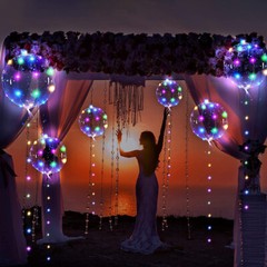 50 Pack LED Light Up BoBo Balloons 20″ Party Birthday Transparent Bubble Balloon