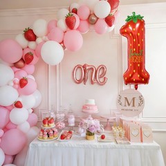 Berry First Birthday Decor, 40» Strawberry Number 1 Balloon Strawberry 1st B.