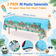 3 Pack Summer Halloween Decorations Plastic Tablecloth Tropical Gothic Halloween