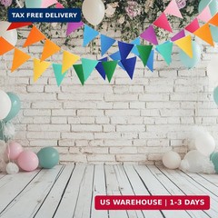 48pcs Rainbow Pennant Banner, Triangle Bunting Flag Banners for Birthday Party D