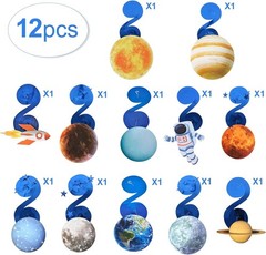 Kid-Safe 12 Pack Space Decorations – Stylish Swirl Accessories for Parties