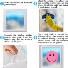 9 Sheet Smile Face Window Clings Colorful Cute Happy Face Window Decals Doubl…