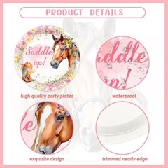 Saddle Up Horse Birthday Tableware Set Includes 2 Tablecovers, Cups, Utensils