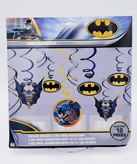 BATMAN DC COMICS Swirl Decorations 12 Pcs Value Pack Birthday Party Spiral New