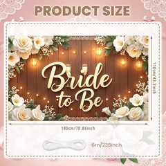 Bride to Be Banner Rustic Wood White Floral Bridal Shower Backdrop Wedding Showe