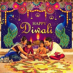 Diwali Backdrop Banner High Quality Polyester Party Decoration Photo Prop New