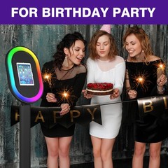 Portable iPad Photo Booth Stand with RGB Ring Light for Weddings & Party Events