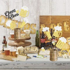 12Pcs Cheers and Beers Party Centerpiece Sticks Beer Party Decorations Glitte…