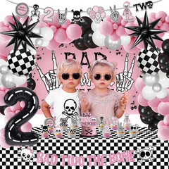 Bad Two the Bone Birthday Decorations, Rock and Roll Music Themed 2Nd Birthday P