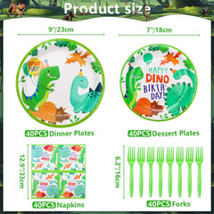160 Pack Dinosaur Birthday Party Supplies Set Dinosaur Themed Tableware Set Dino