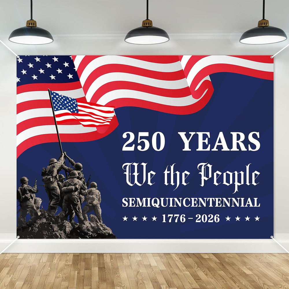 America 250 Banner Decorations 7×5 Ft American 1776-2026 Backdrop Banner USA Ind
