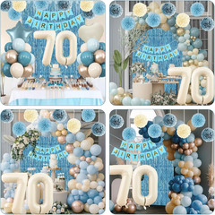 Dusty Blue 70Th Birthday Party Decorations for Women Men Beige Cream Number 70 B
