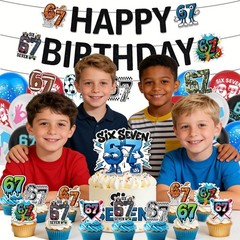 6 7 Decorations, 67 Meme Themed Party Decorations Set Includes Banner, Cake T…