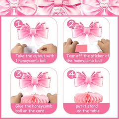 9 PCS Pink Bowknot Honeycomb Table Centerpieces Baby Shower Birthday Decor