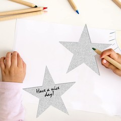 100 PCS Glitter Silver Five Star Cutouts Paper Bulletin Board Craft Decor
