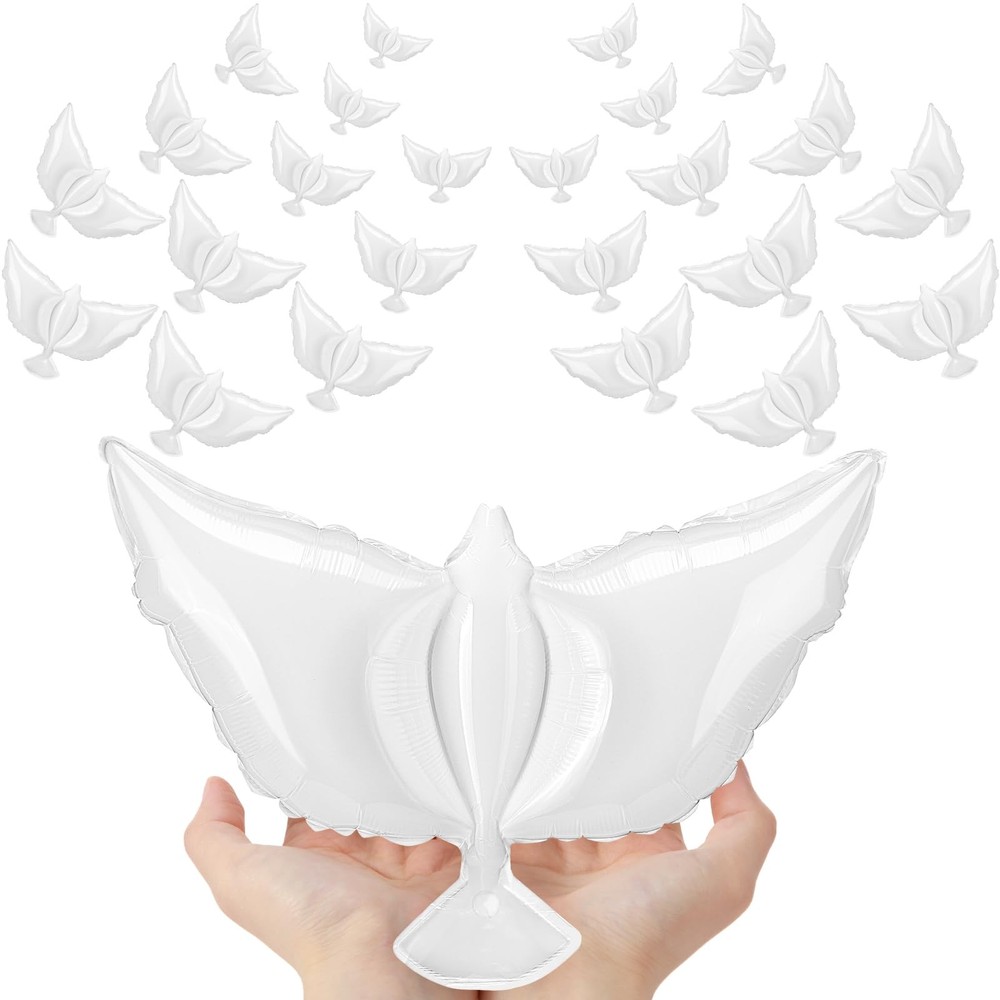 12 Pcs White Doves Balloons 19.7 Inch Small Memorial Peace Dove Balloons Foil…