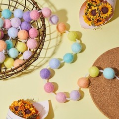 2 Pieces Wool Felt Rainbow Garland Colorful Pom Pom 6.5 ft Long 24 Garland fo…