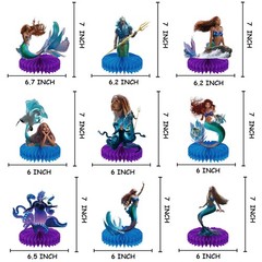 9PCS Little Ariel Honeycomb Centerpieces 3D Table Decorations Party Supplies
