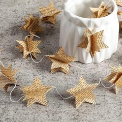 4 Pack Star Garland Recycled Books Vintage Pages Garland Newspaper CYSS9-B