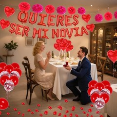 Quieres Ser Mi Novia Balloon Set w/ Rose Petals Valentine Decor