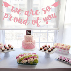 2026 Graduation Decorations, Rose Gold Glitter We Are so Proud of You Banner, Cl