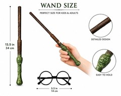 6 Pack Wizard Wands with 6 Round Wizard Glasses – Plastic Costume for -Themed…