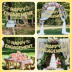 Pre-Strung Engagement Party Decorations,Glitter Happy Engagement Banner,Engaged