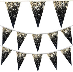 100ft New Years Eve Black Gold Pennant Banner Flags Party Decorations