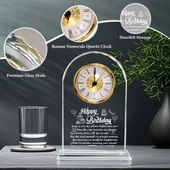 Happy Birthday Crystal Plaque with Clock – Perfect Gift for Loved Ones NEW