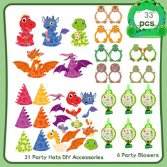 18 Pcs Dinosaurs Party Favors Dino Party Decoration Kids Game Gift Photo Props