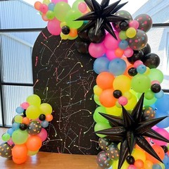 165Pcs Rainbow Balloon Arch Garland Kit with UV Neon Luminous Fluorescent Bal…