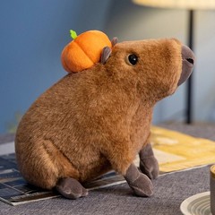 Cute Capybara Plush Toy with Mini Pumpkin Fall Stuffed Animal Decor Gift