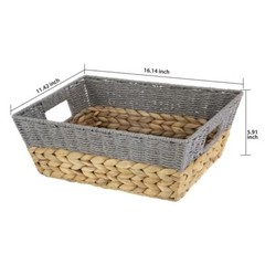 Better Homes & Gardens Small Storage Basket with Handles, Gray and Natural