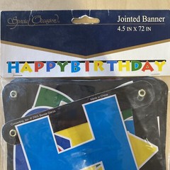 Party Decoration Jointed Banner, Happy Birthday, 6-Feet Black Colors 4.5” Tall