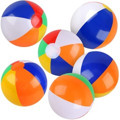 6 Pack Inflatable Beach Balls 10 Inch Rainbow Pool Toys Summer Water Games Kids
