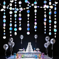 Glitter Iridescent Circle Dots Paper Garland Holographic Circle Dot Streamer …