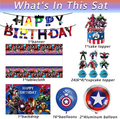 46Pcs Superhero Birthday Party Supplies, Avengers Party Decorations Set Include