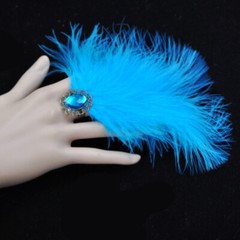 1PC Furry Feather Rhinestone Adjustable Ring Glitter Party Clubwear Bar Show New