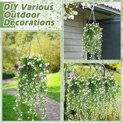 8pcs Artificial Plant Fake Eucalyptus Leaf Hanging Flowe Vine Garden Home Decor