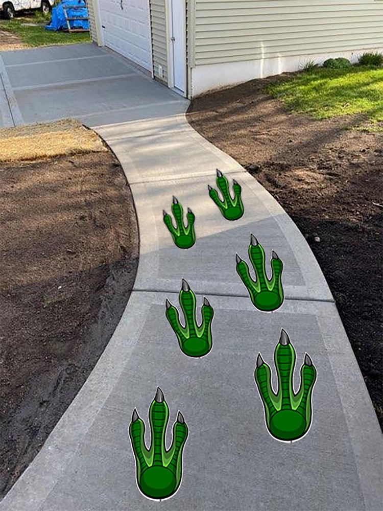 6 12″ Monster Dinosaur Floor Vinyl Decals • Removable Sidewalk Birthday Party
