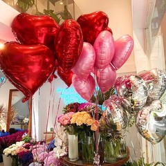 60 PCS Heart Shape Foil Balloons, 10 Inch Red Pink Silver Heart Foil Balloons…