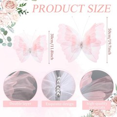 6 Pcs Large Gradient Pink Butterfly Decorations Mariposas Grandes para Decoracio