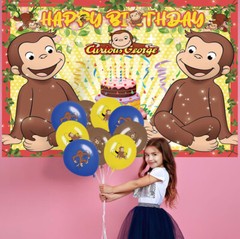 Curious George Party Supplies Birthday Decor Balloons Cake Toppers Banner 5X3ft