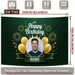 Personalized Banner Name Photo 2D Flat Birthday Banner Crown Men Party Backdrop☋