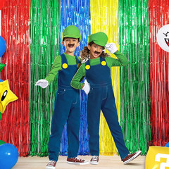 Super Bros Birthday Party Decoration, 4 Pack Red Green Blue Yellow 3.3 X 6.6Ft F
