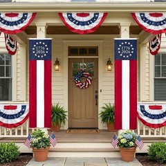 250th Anniversary Outdoor Banners 20×96″ – Embroidered Red, White & Blue Decor