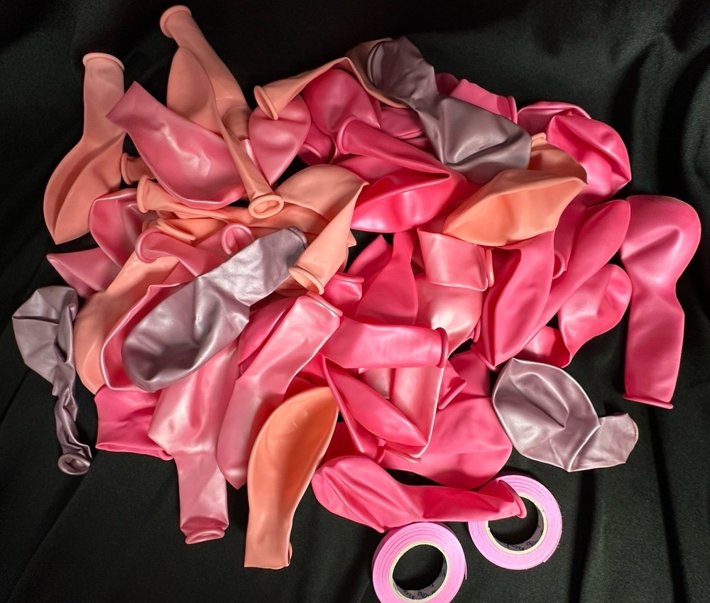 63 Piece Balloon Arch Or Spray Latex Balloons Pink & Purple Metallic With Ribbon